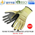 7g / 10g T / C Shell Laminated Latex Palm Safety Work Glove (S1301) com CE, En388, En420 para construção Use luvas